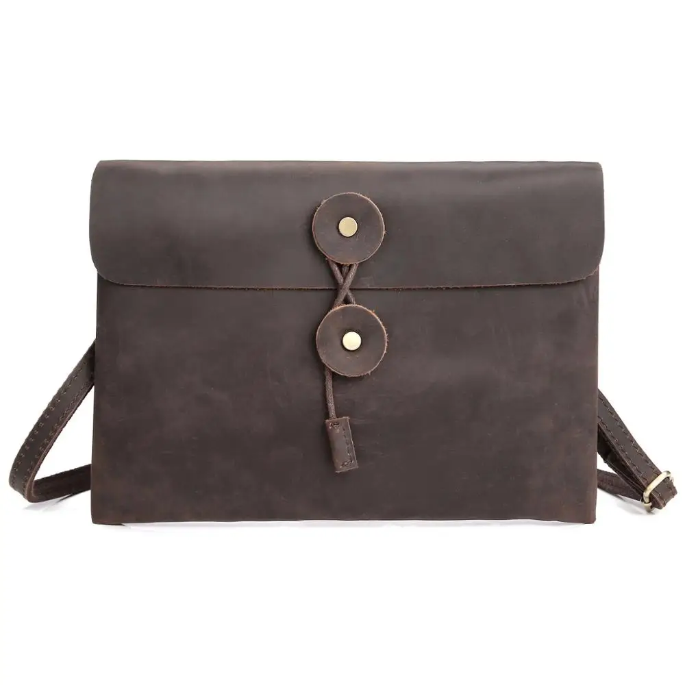 Vintage Crazy Horse skórzana torba męska na ramię skórzane torby kurierskie męska Casual Crossbody torba IPAD torby sprzęgło brązowe