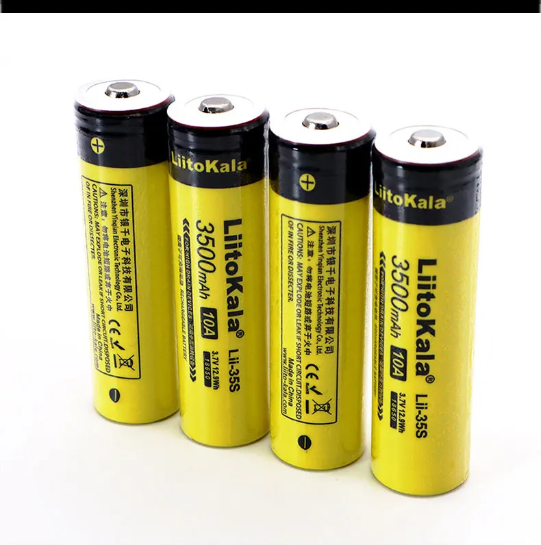 2 قطعة. جديد LiitoKala Lii-35S 18650 Battery3.7V ليثيوم أيون 3500mAh بطارية ليثيوم 3.5A لأجهزة استنزاف عالية.