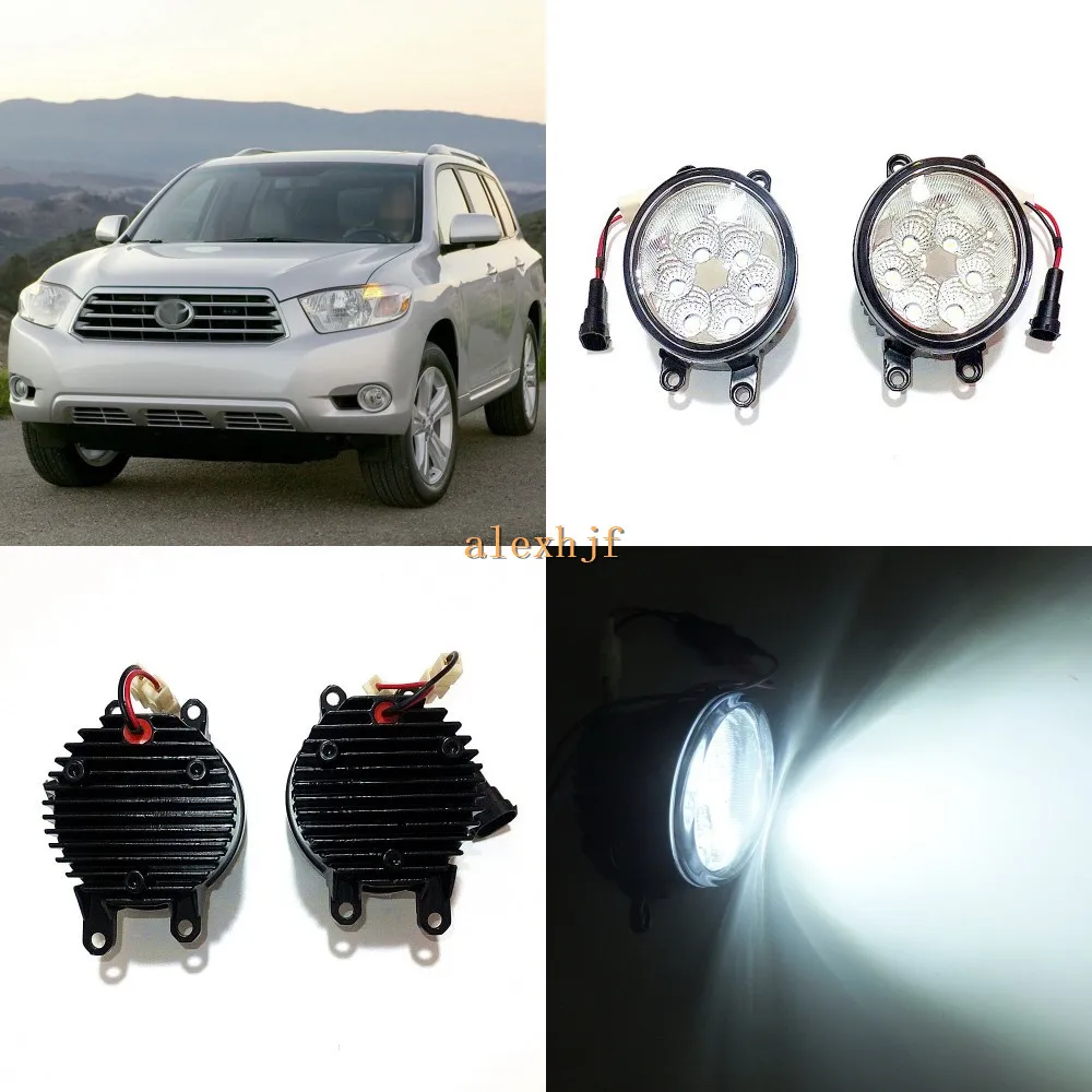 

July King 18W 6500K 6LEDs LED Daytime Running Lights LED Fog Lamp Case for Toyota Highlander 2009-2011 2014-2018,over 1260LM/pc