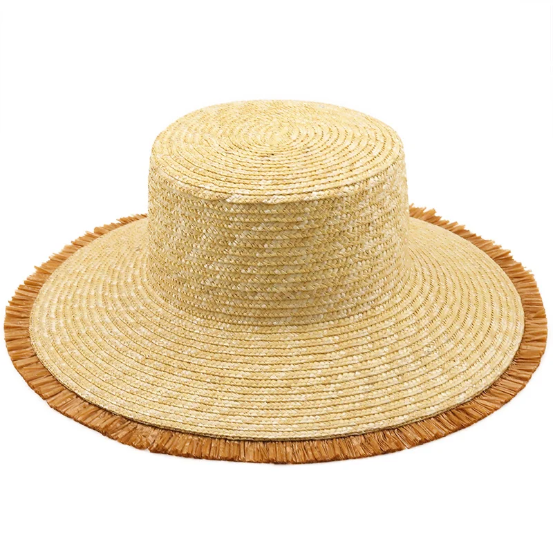 

Classical Fringed Wheat Straw Hat For Girl Big Wide Brim Jazz Hat Beach Women Sun Hat Holiday Bonnet Summer Kuntucky Derby Cap