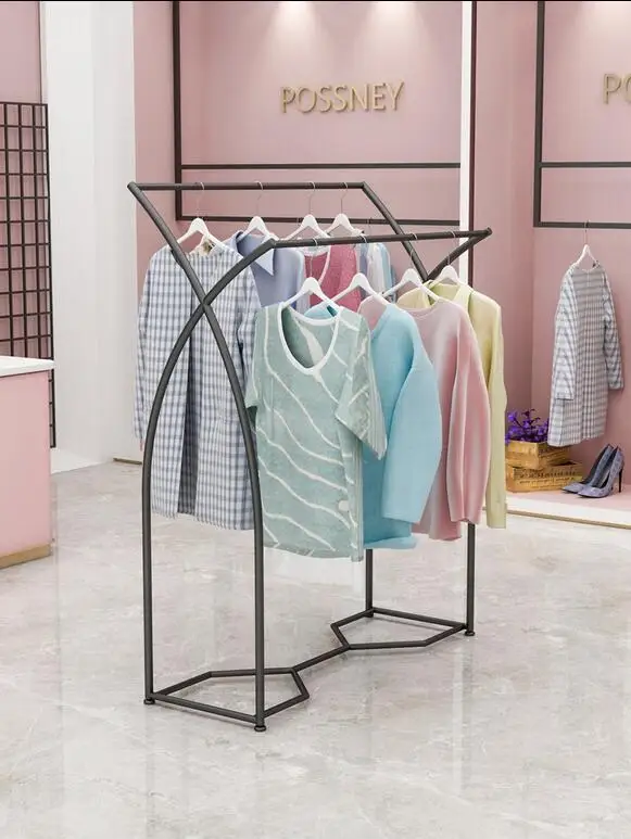 Clothing store display rack floor type women's clothing store double row middle island shelf children's clothing store display r