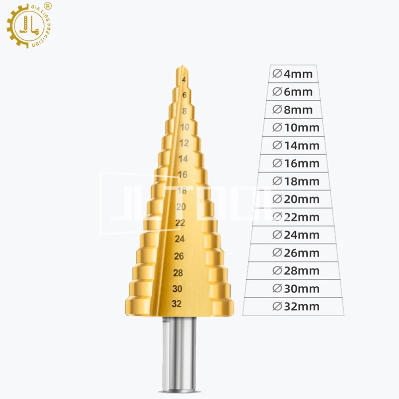 Imagem -03 - Revestido Carboneto de Titânio Passo Brocas Grupo Núcleo Reto Espiral Groove Stepped Buraco 412 420 432 1pc Pcs