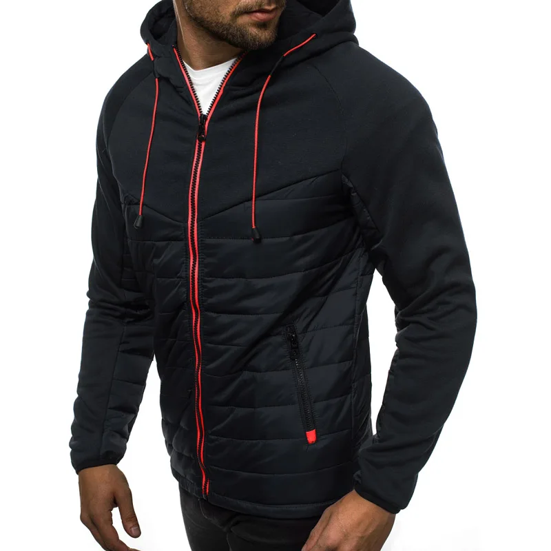 105Automne Nouvelle Veste À Capuche Hommes Casual Slim Patchwork Fermeture Éclair Cardigan Manteau Hommes M-4XL À Manches sulfHommes Vestes Respzed