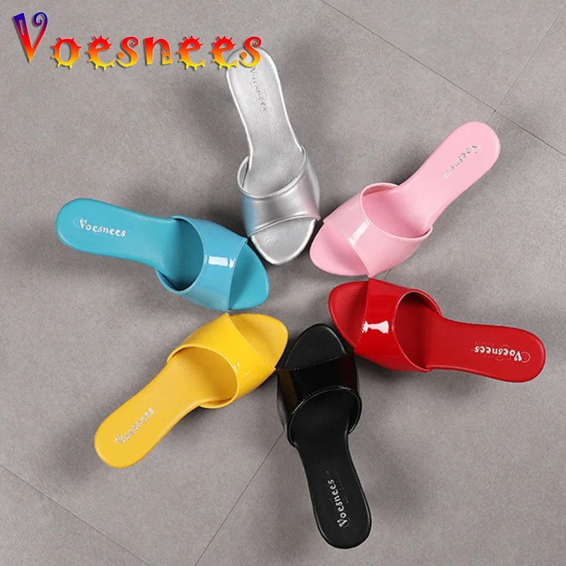 Voesnees Brand Women Summer Slides High Heels Candy Color Open Toe Casual Slippers Platform Sandals Female Everyday Home Shoes