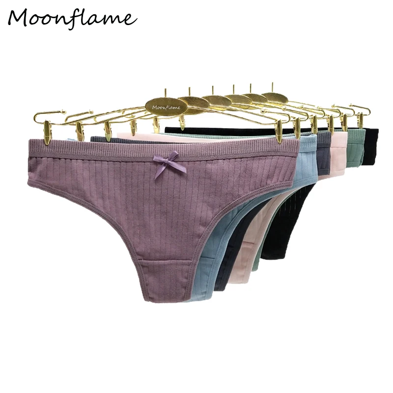 

MOONFLAME 5 pcs/lot Intimate Ladies Panties Sexy Lingerie Seamless Cotton G-String Underwear Women Low-Rise Thongs 87369