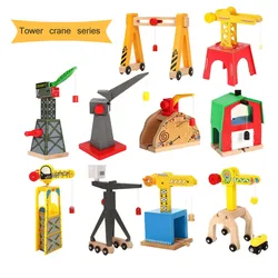 Jouet de voie ferrée en bois pour enfants, toutes sortes de grue tendre, accessoires de chemin de fer, jouet magnétique adapté à toutes les marques, piste en bois Biro, jouets pour enfants