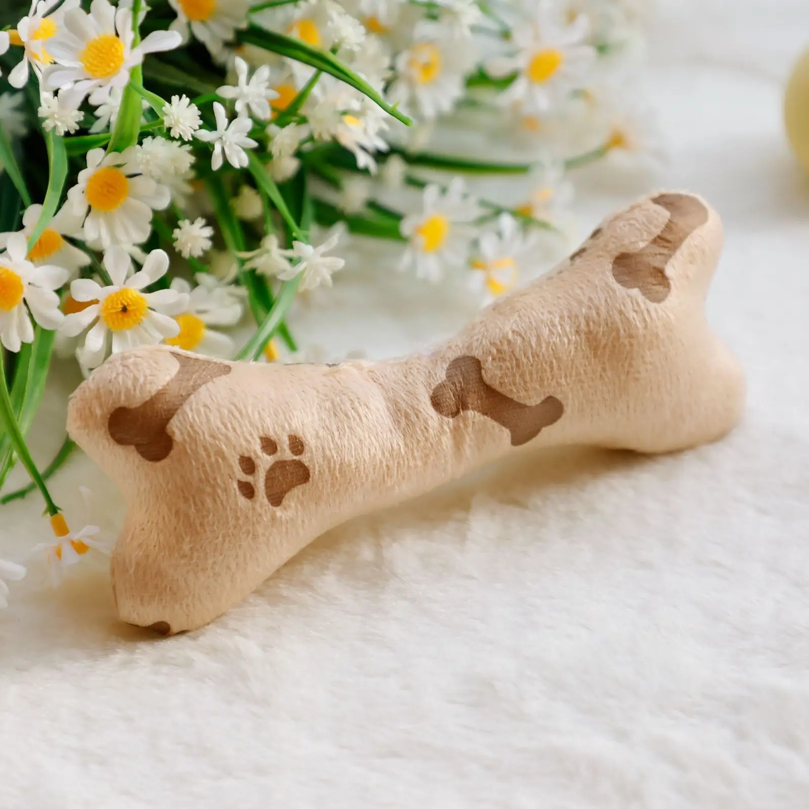 Bone Dog Toy Pet Bite Resistant Plush Puppy Squeaky Toy Squeaky Sound Funny Toy For Dogs Molar Chew Toys Random Color