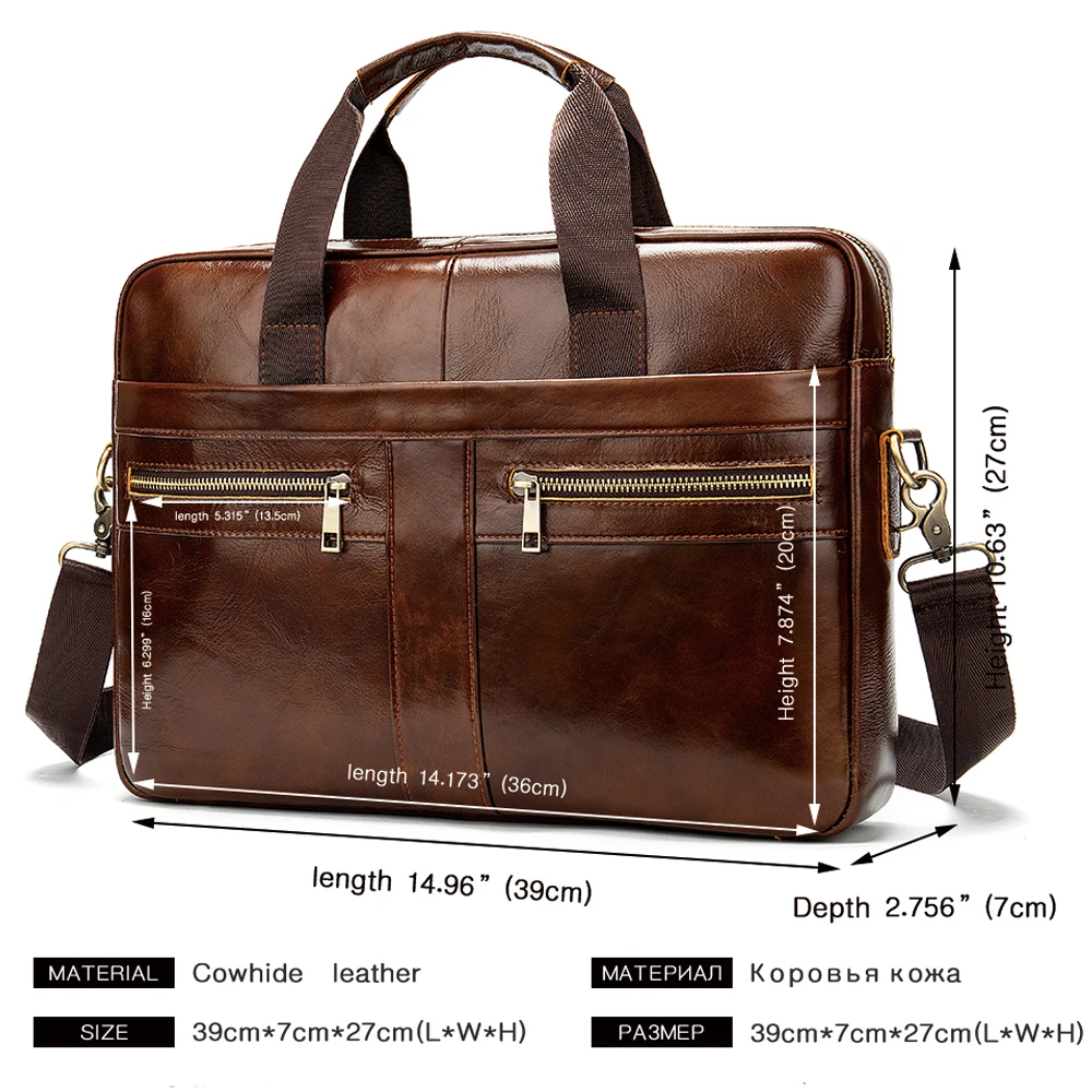 WESTAL Bag men\'s Genuine Leather briefcase Male man laptop bag natural Leather for men Messenger bags men\'s briefcases 2019