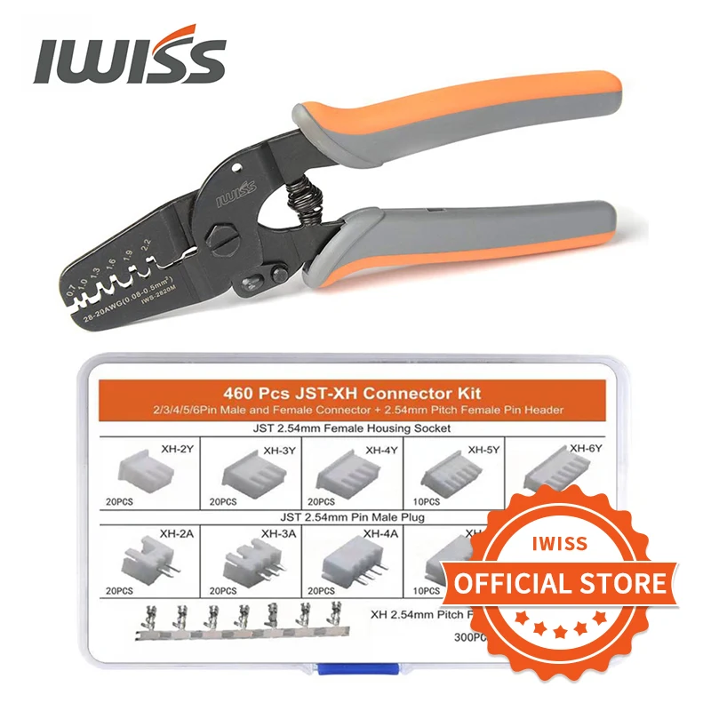 iwiss mini hand crimping alicadores grupo conectores kit ferramentas de crimpagem para jam molex tyco terminais jst iws2820 jst xh 460 pcs 01