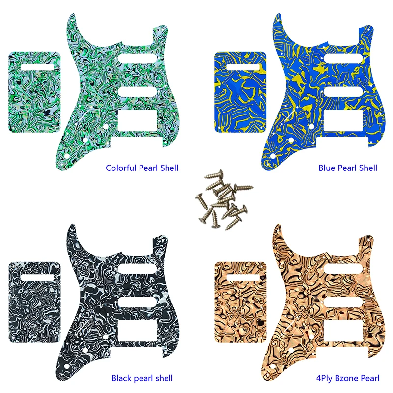 

FeiMan Guitar Pickguard-For Left Hand US 11 Screw Holes Strat With Floyd Rose Tremolo Bridge PAF HSS Scratch Plate & Back Plate