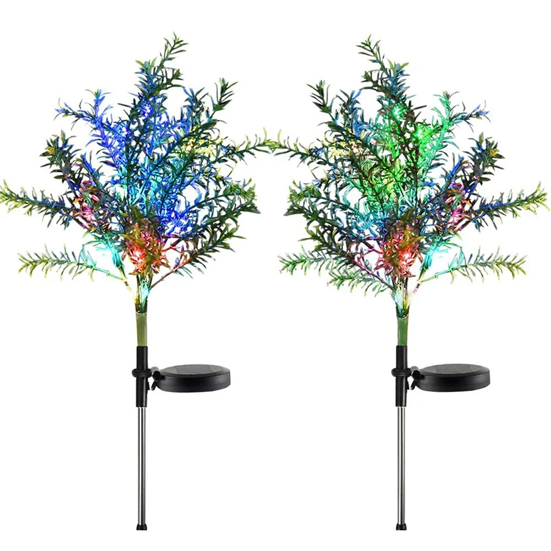 2 Pack Solar Garden Light Outdoor Multi-Color Changing Solar Flickering Tree Light Solar Stake Light For Garden Patio Yard Lawn