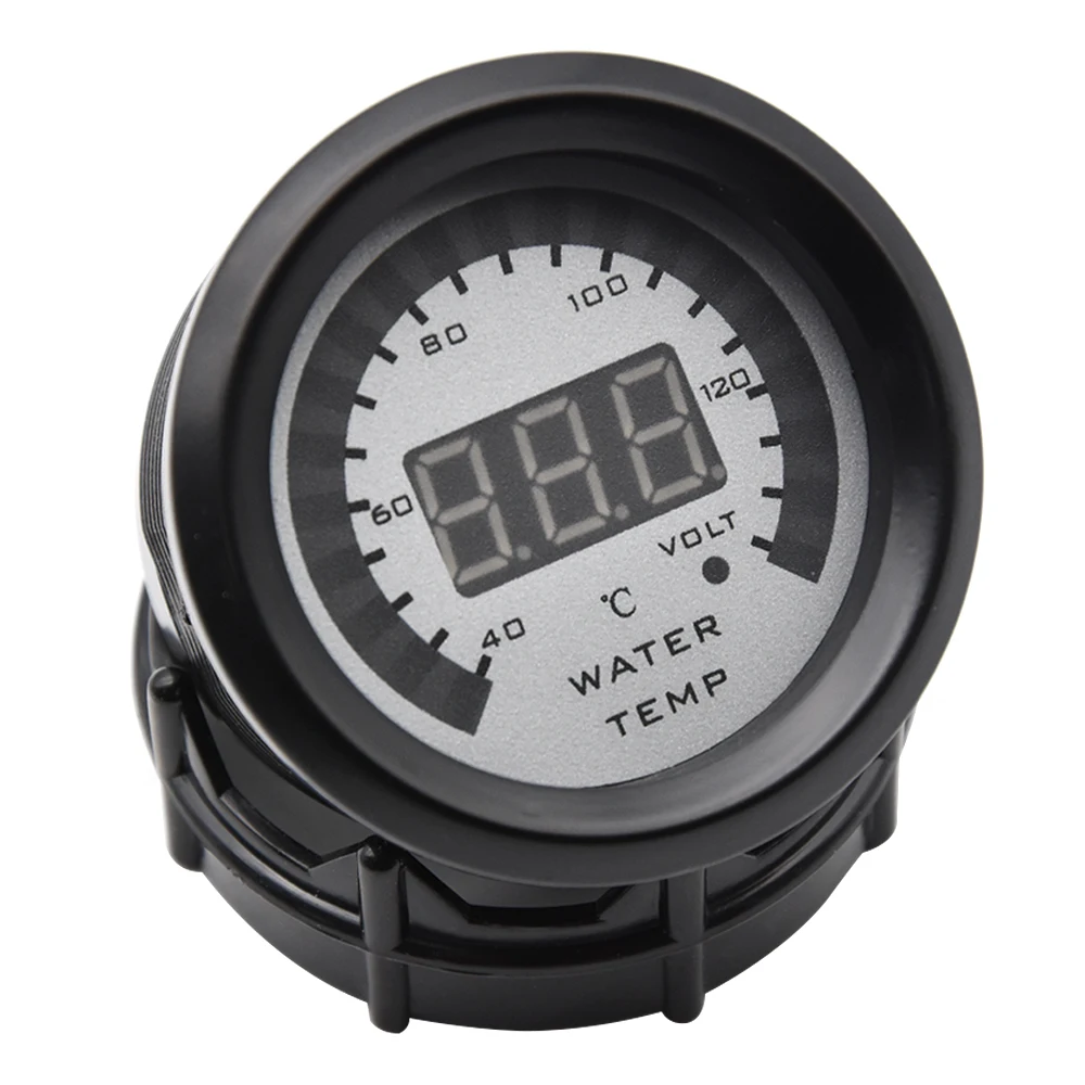 40-140℃ 2 In 1 Voltmeter Water Temperature Gauge Racing Digital Water Temp Meter Sensor with Joint Pipe Sensor Hose Adapter