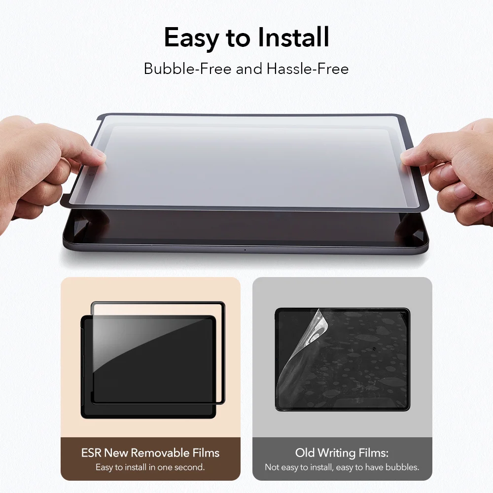 Esr Para iPad Pro 11 12.9 2021 2020 Protetor de Tela De Papel Magnético Para iPad Air 4 Filme Pet Fosco Removível Para iPad 8 7