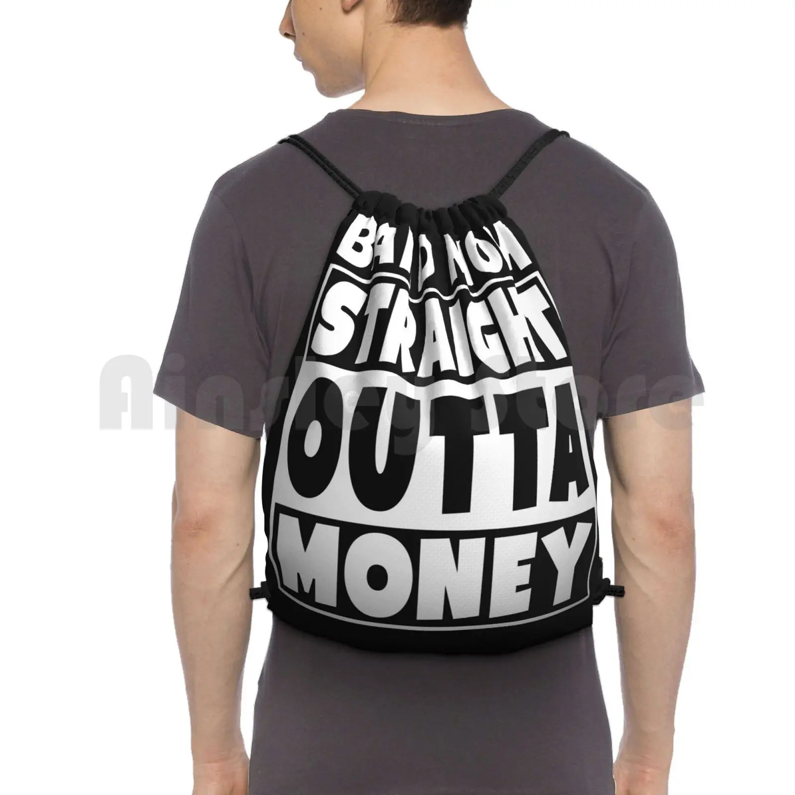 

Band Mom-Straight Outta Money Backpack Drawstring Bags Gym Bag Waterproof Straight Outta Money Outta Money Out Of Money