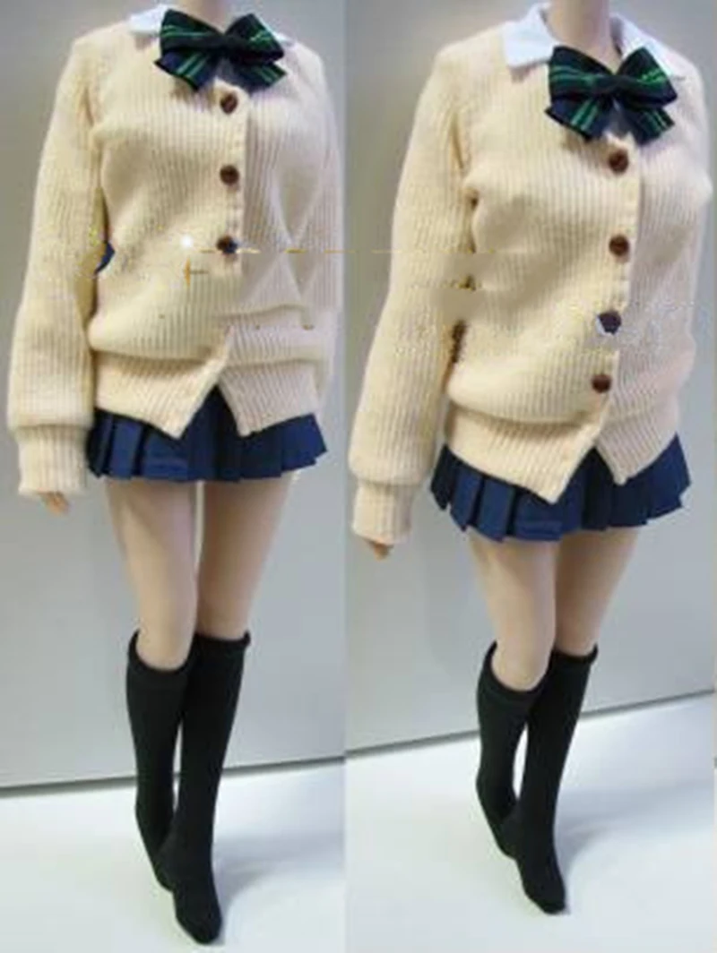 1/6 Scale Female Japanese Long-sleeved Cardigan Jacket Clothes School Girls Uniform Coat Shirt Short Skirt For 12'' Body