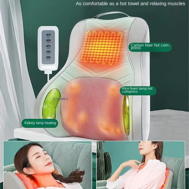 Massage cushion waist massager function multi-kneading and beating lumbar back electric heating pillow for household use