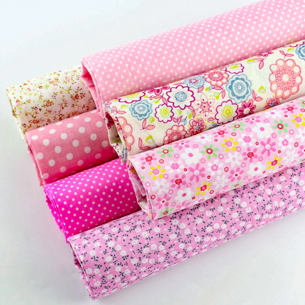 Booksew Cotton Fabric Mix 7 Pieces/Lot Plain Fat Quarters Bundle for Dolls Patchwork Pink Color Scrapbooking Sewing Toys Doll CM