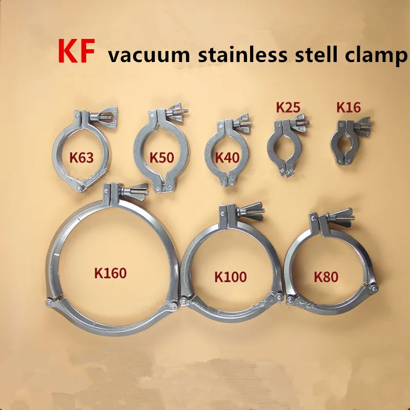 

1Set KF10/16/25/40/50 Vacuum Clamp Stainless Steel 304 Clamp+Bracket+Fluorine Rubber Ring for Vacuum Fittings Hose Connection