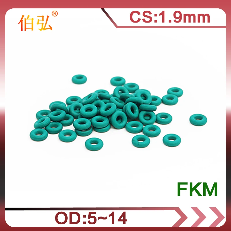 Fluororubber O-Ring 10PCS/lot FKM Sealing CS 1.9mm OD5/6/7/8/9/10/11/12/13/14mm O-Ring Seal Gasket Ring