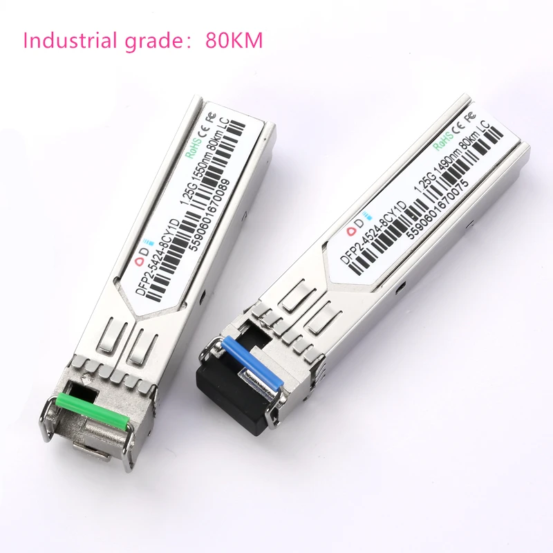 Moduł światłowodowy LC SFP klasy przemysłowej-40 ~ + 80 celsjusza 1.25G2 0/40/80KM 1310/1490/1550nm moduł optyczny kompatybilny z pojedynczym SFP