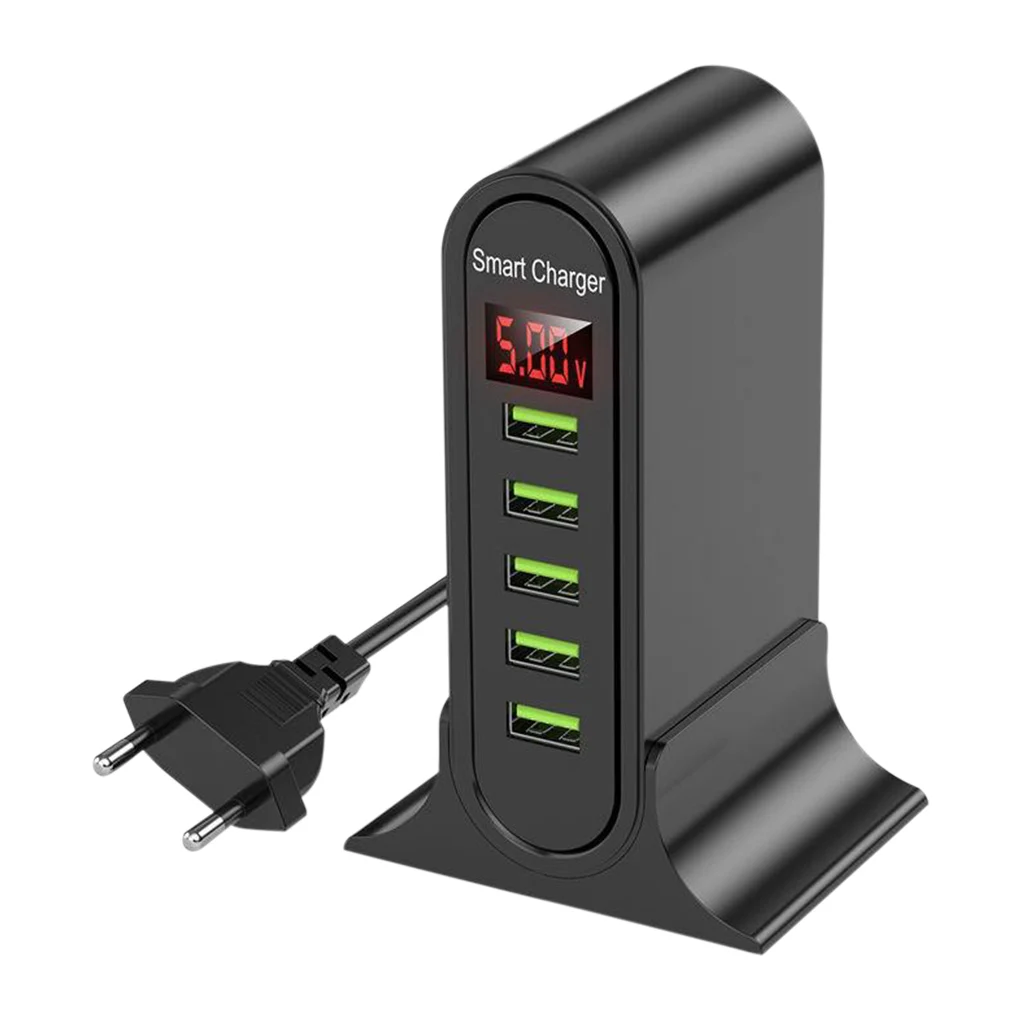 USB Charger 5 Port Charging Station Chargers ABS Fire-proof Phone Wall Electric Accessories Support Appliances