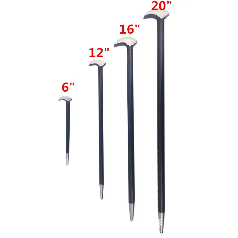 

4Pcs Crowbars Pry Bar Set Round Rod Crowbar Nail Puller Solid Steel Rooled Heel Bar Farm Engine Workshop 6" 12" 16" 20"