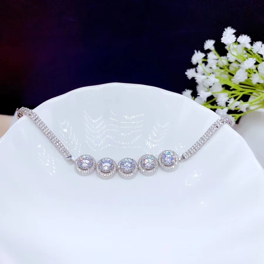 Real Moissanite D Color VVS Women's Bracelet 925 Pure Silver Diamond Bracelet Latest Style Hot Sale Promotion