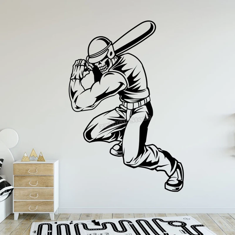 Baseball Players Wall Decal Favorite sports Baseball Wall Sticker Baseball Silhouette Vinyl Decal for Home Boy Room Decor B750