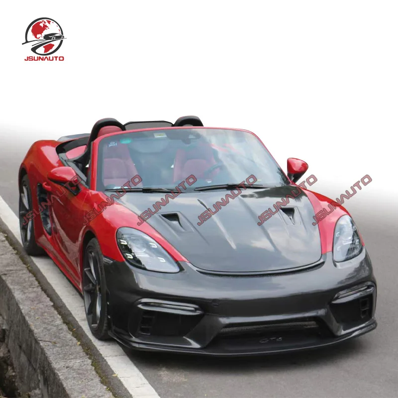 For Porsche 718 GT4Carbon Fiber Front Bonnet Engine Cover For Boxster Cayman 2016-2022 FRP Bodykit Hood Cover