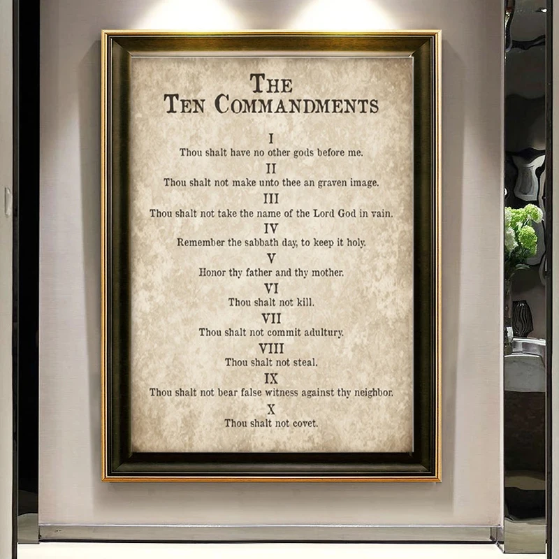 Vintage Poster Ten Commandments Wall Art Picture Christian Exodus 20 Print Canvas Painting Retro Bible Verse Bedroom Home Decor