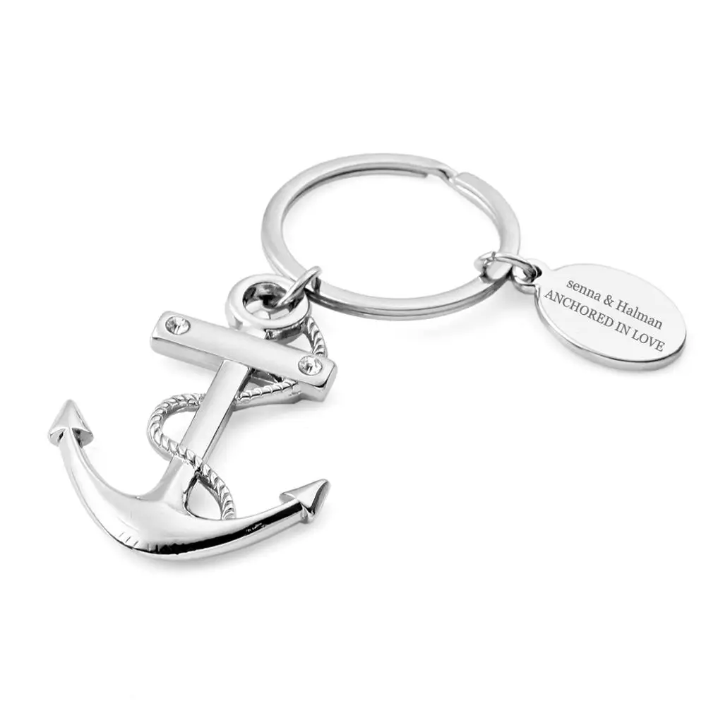 Personalized Anchor Key Chain Holder for Men and Women Custom Gift For Wedding Birthday Holiday Bridal Shower Party