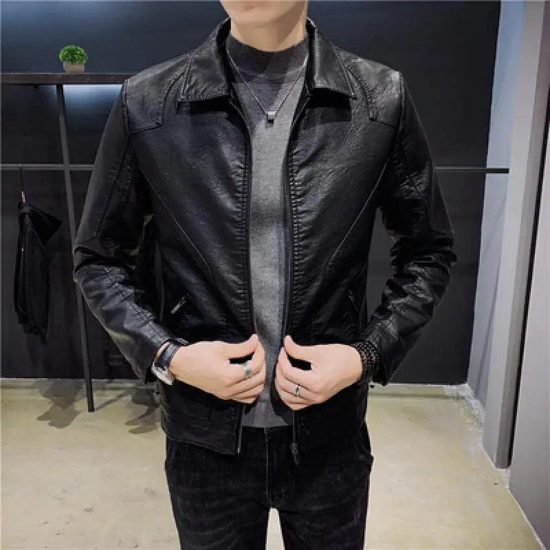 Men Split Leather Jacket 2021 New Spring and Autumn New Design Slim Pocket Male Motorcycle Leather Jacket Hot Sale Fashion Coat