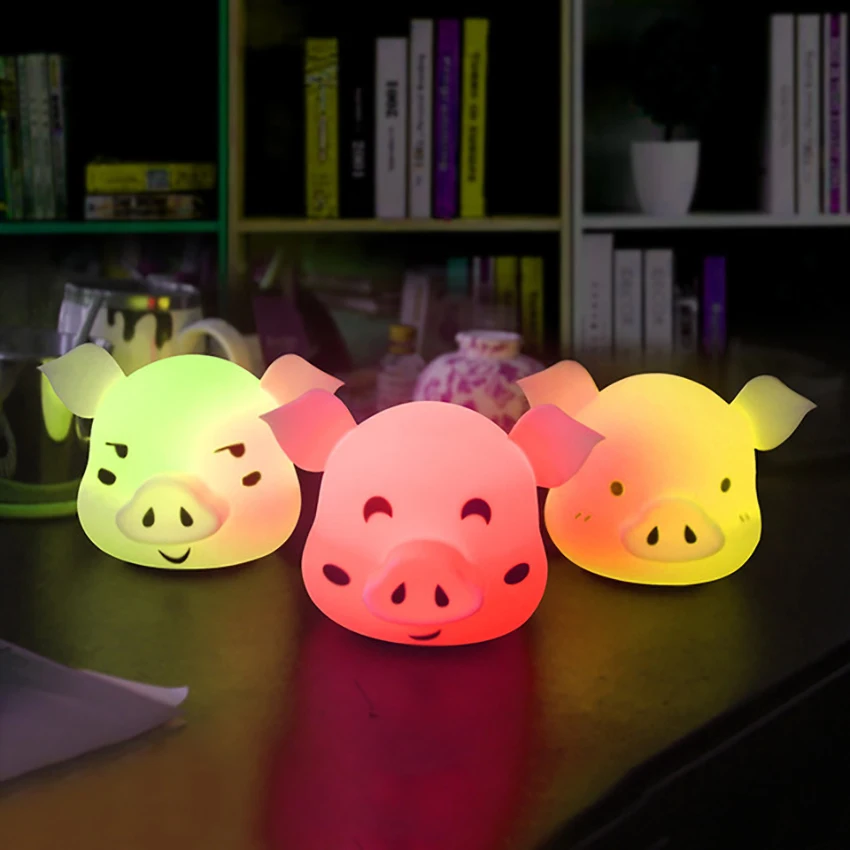 Piggy LED Night Lamp, Touch Sensor Nursery Night Light, Rechargeable, Silicone Night Light for Kids and Baby, Christmas Gift