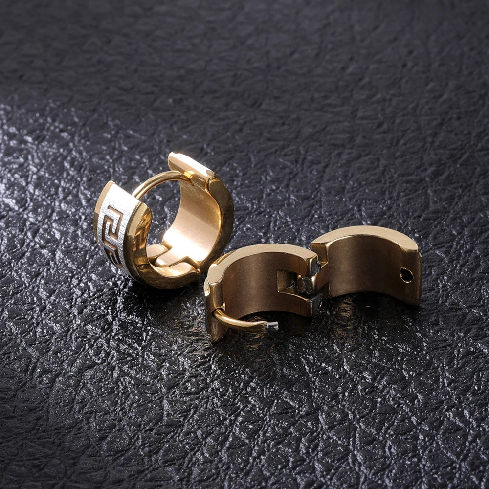 ZS 5 Styles Frosted Small Hoop Earrings for Women Men Stainless Steel Punk Round Earring Rock Roll Ear Rings Clip Circle Earring