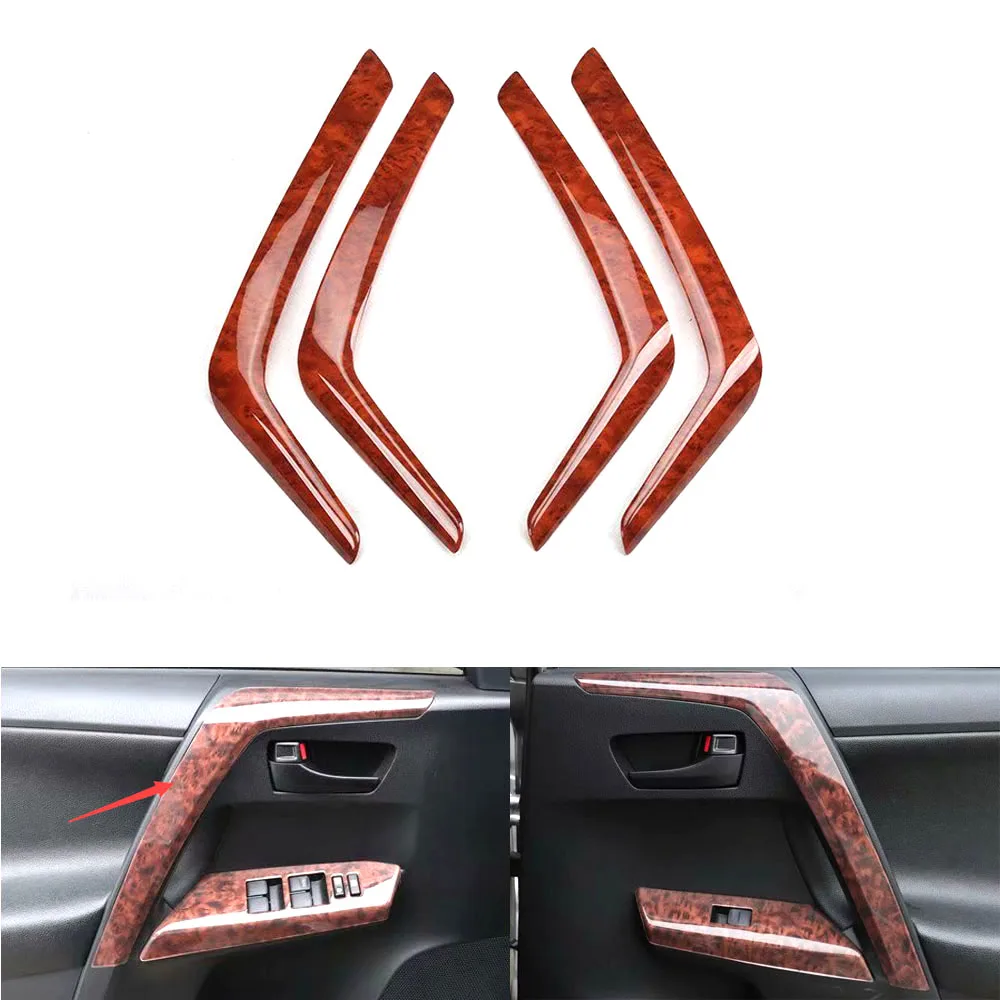 4Pcs Car Interior Door Armrest Decoration Strips Trim Styling For Toyota RAV4 2013-2019 Auto Moldings Accessory