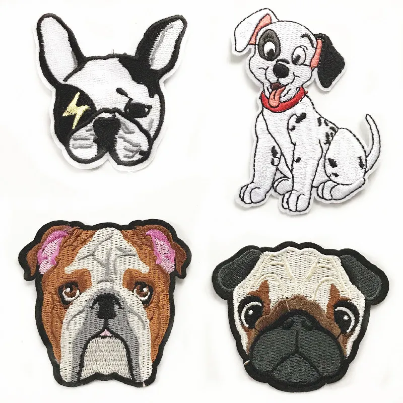 Spotted dog lovely dog head Patch Iron on Embroidered Sewing Applique On Fabric DIY for Clothing Apparel Accessories