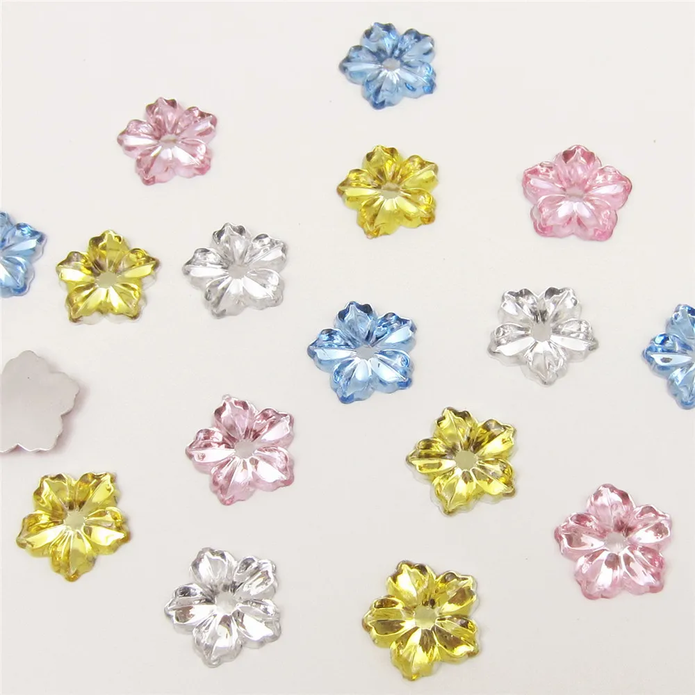 13mm 100pcs Flower shape Acrylic rhinestone Baby Birthday Party Boy Girl Baby Shower  Confetti Birthday Gift beads