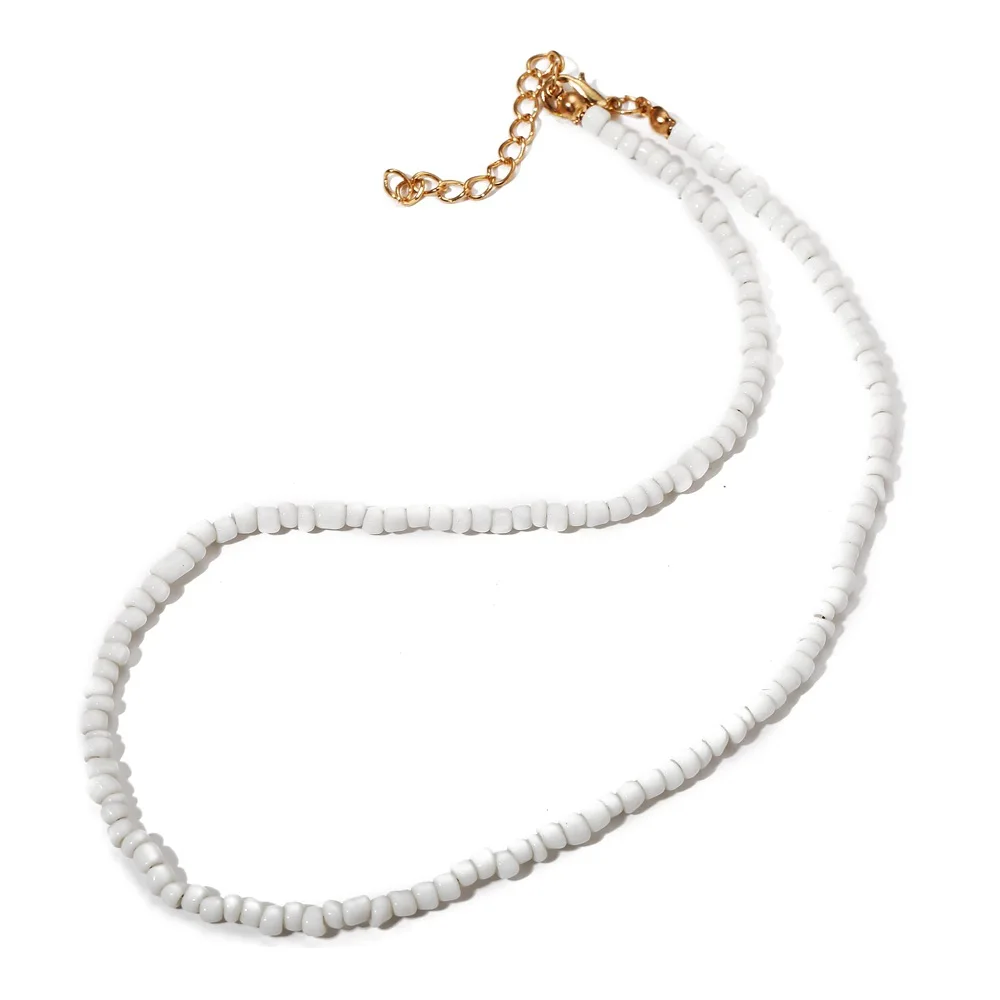 Bohemia White Bead Choker Necklace For Women Vintage Chain Neckace Fashion Jewelry Wholesale