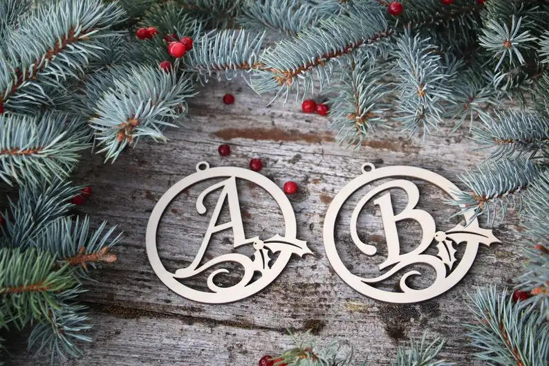 

Christmas tree baubles,Christmas Tree decors,Custom initial baubles,Wooden baubles,laser cut baubles,gift tags for Christmas, gi