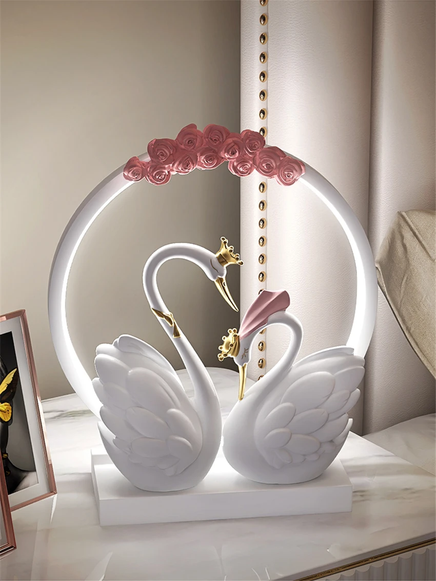 

Nordic Bedroom Bedside Swan Table Lamp Modern Wedding Room Living Room Dining Room Romantic LED Lighting Couple Gift Table Light