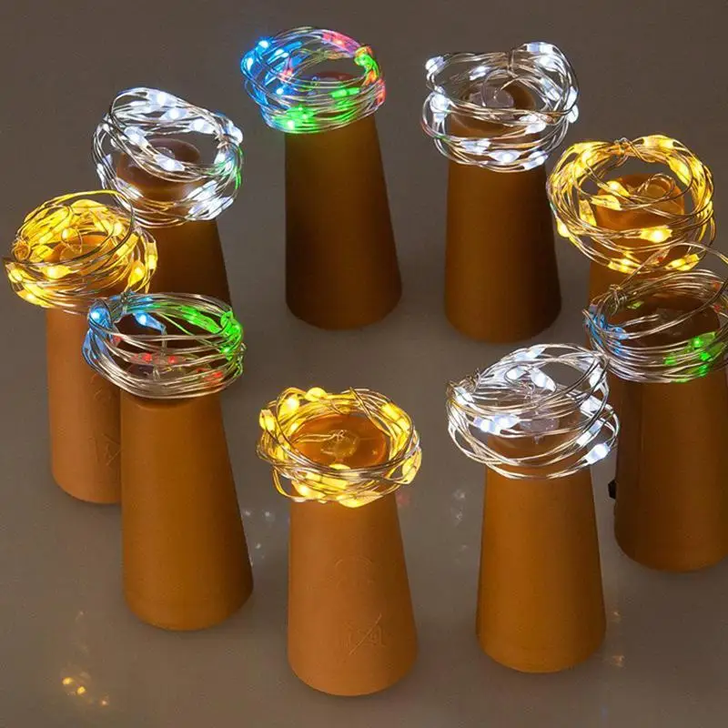 HiMISS 1M 10LEDs String Copper LED Waterproof Silver Wire Bottle Stopper String Light Not Including Battery