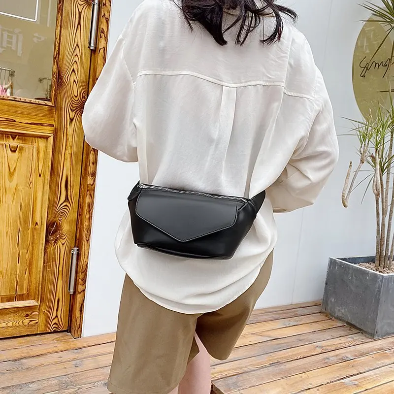 Casual Waist Bags For Women Leather Shoulder Bag Travel Small Chest Bag Women Fanny Pack Belt Purses Female  Solid Color