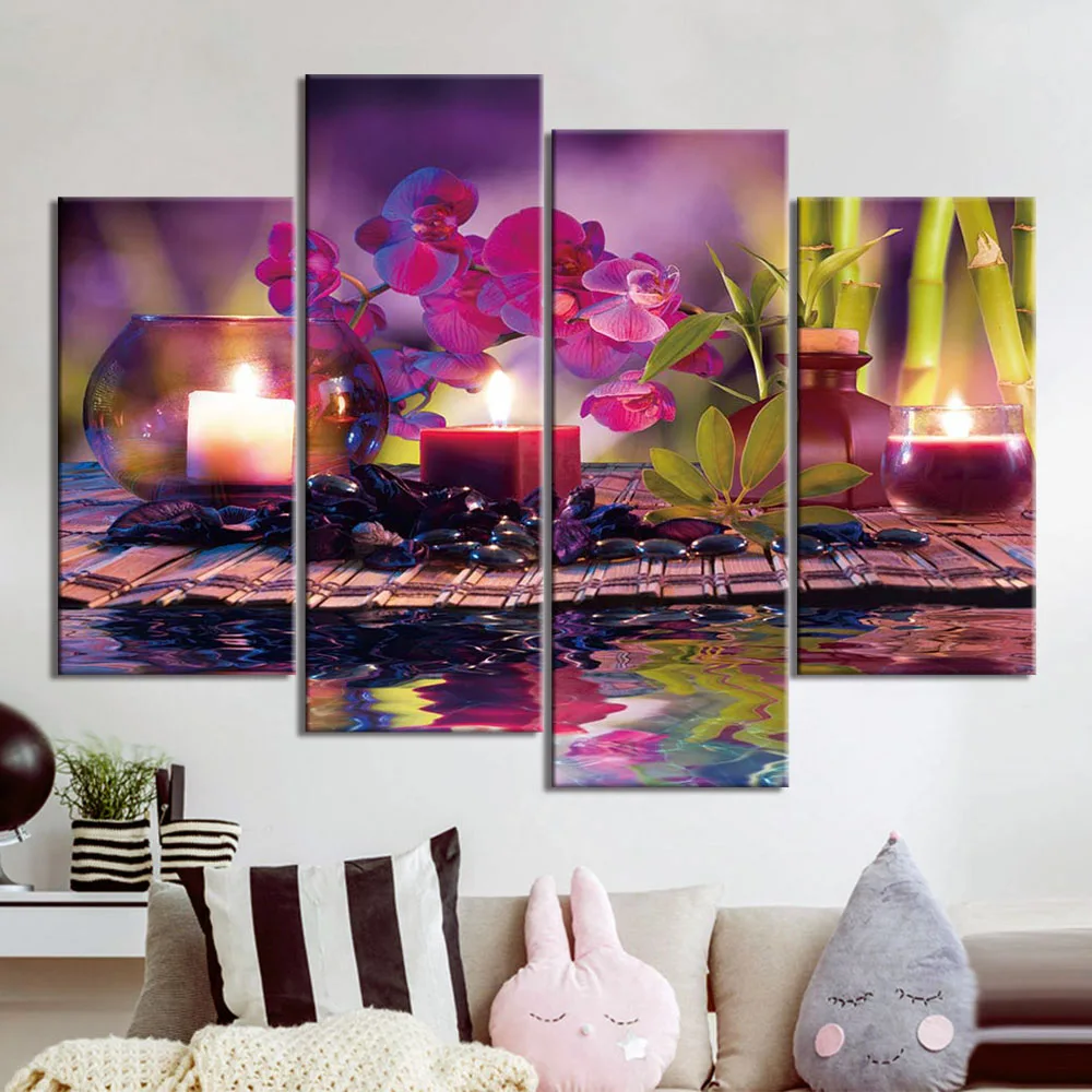 

Wall Art Modular Canvas HD Prints Posters Home Decor Pictures 4 Piece zen buddha Art Paintings Framework