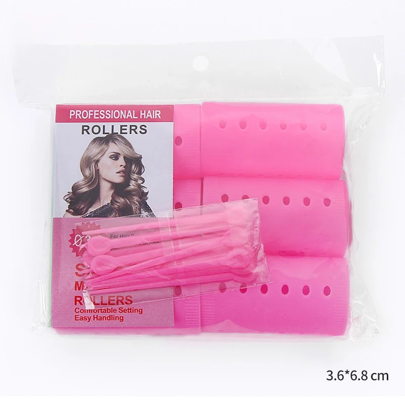 3 Packs/set 36mm Plastic Hair Rollers with Hair Pins Kit Cold Perm Rods Curler Bars Air Bang Clip Curling Fluffy Wavy Maker 1509