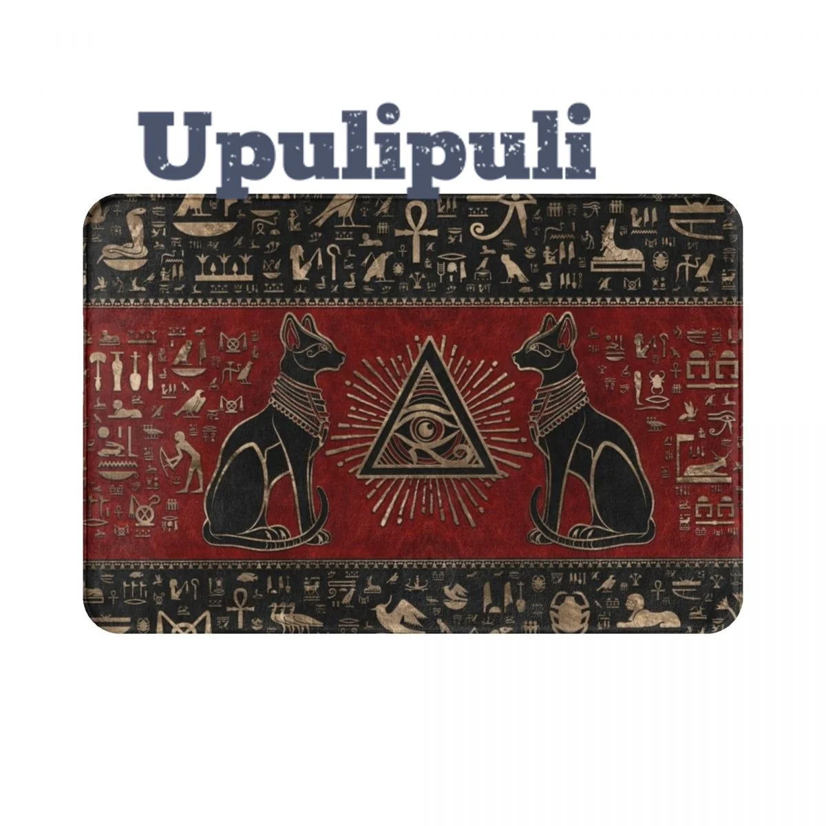 

Egyptian Cats Horus Eye Mat Flannel Rug Non-Slip Ancient Egypt Retro Welcome Mats for Floor Kitchen Printed Bathtub Shower Mats