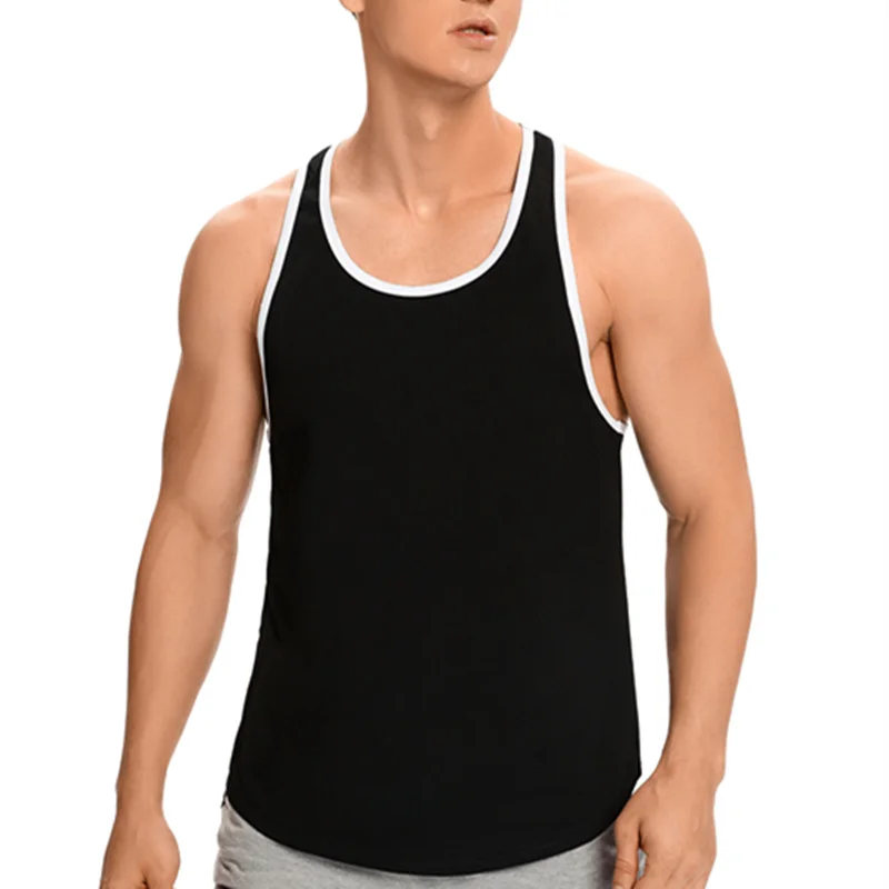 Men Tank Shirt Athletic Sleeveless Y-Shirt Circular Cut Cotton Undershirt for Workout Training Basketball Tank Top Tee