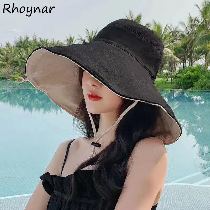 Women Bucket Hats Leisure Beach Holiday All-match Sun Protection Female Caps Classy Hot Sale Summer Korean Version Design Simple