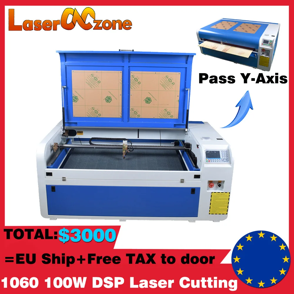 100W CO2 1060 Laser Engraving Machine DSP RUIDA 6445G RECI W2 Laser Tube X/Y linear guide Laser Cutting Engraver Pass Y-axis