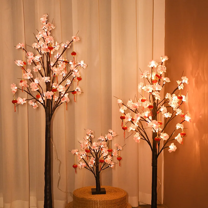 PheiLa Indoor Landscape Night Light Fairy Cherry Cherry Tree Landscape Lamp Battery or USB Operated for Holiday New Year Decor