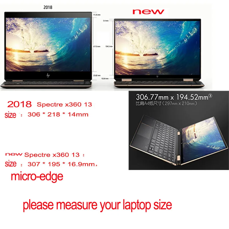 Capa destacável para laptop, capa para laptop hp spectre x360 13.3 polegadas, design criativo, pele de couro pu, 13 polegadas, stylus presente